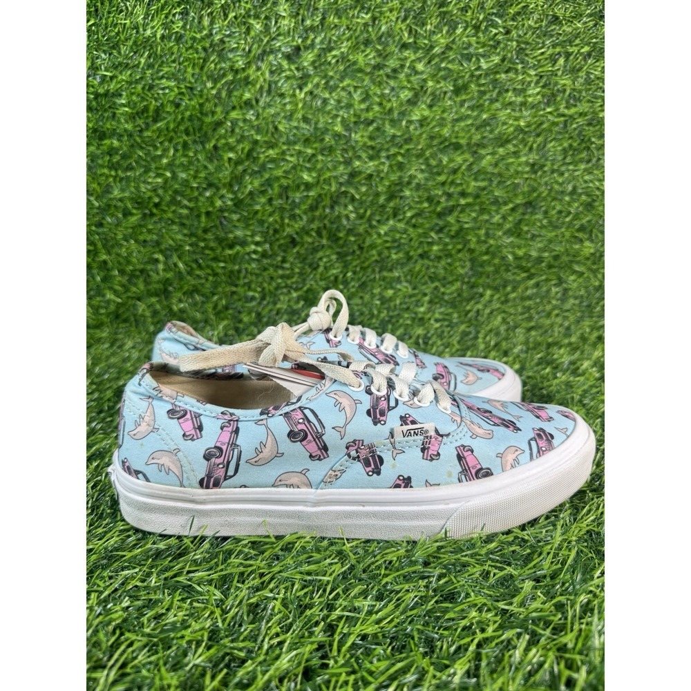 Vans Dolphins & Pink Cars Print Women's Size 7.5 Men's 6 Low Top Skate Sneakers